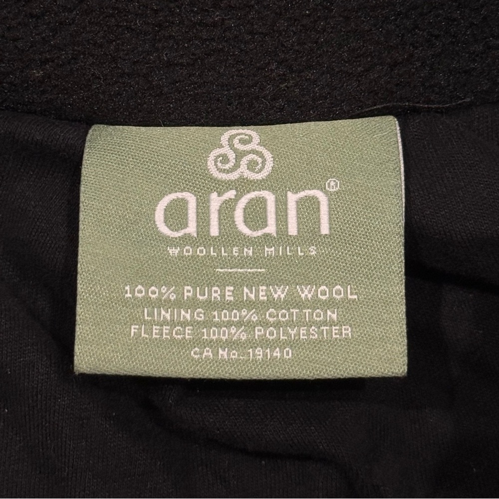 Aran Sweater Market Cowl Neck Aran Sweater XS Black Cable Knit Wool Fisherman - Picture 8 of 11